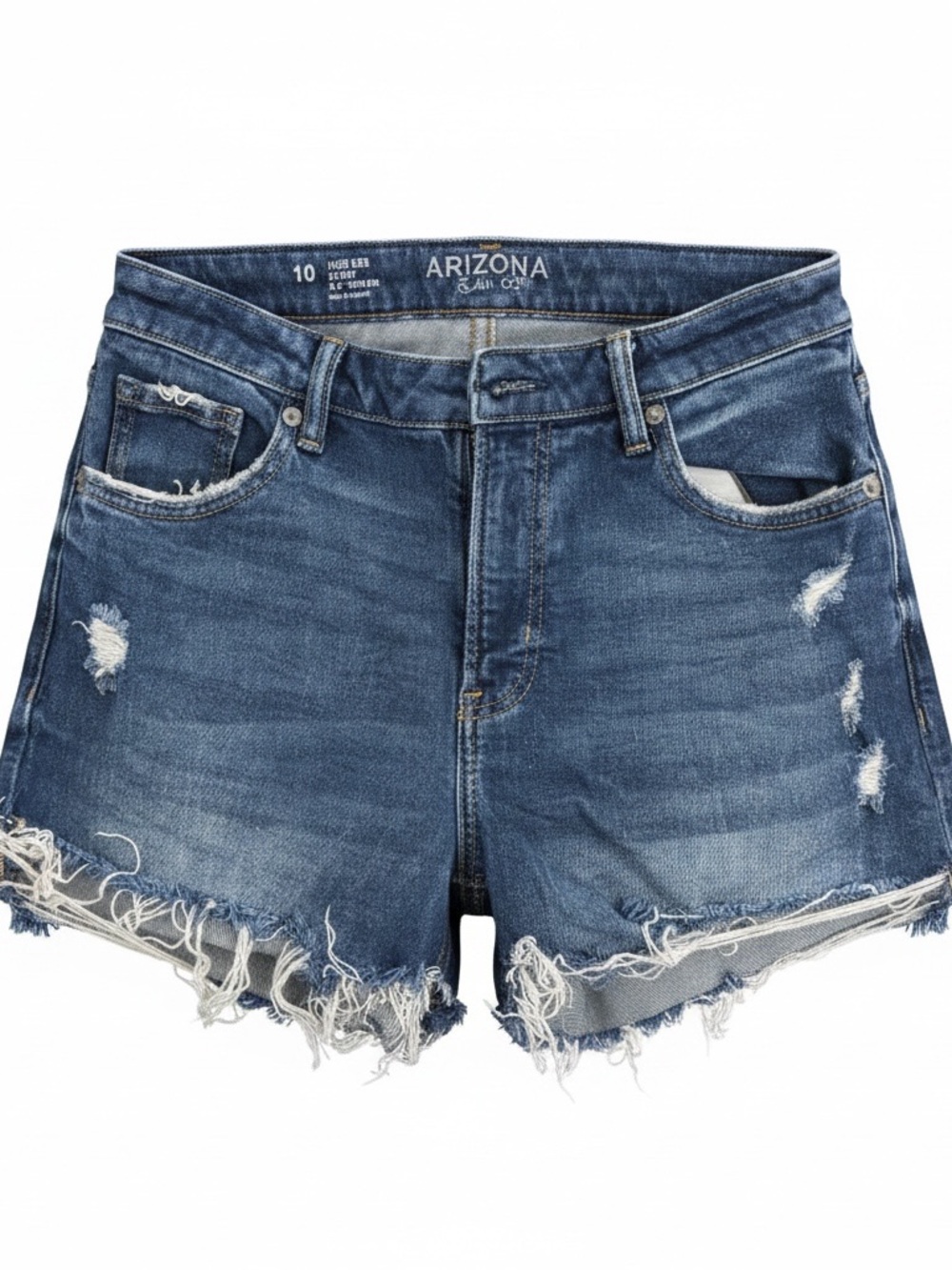 Arizona Jean Company Distressed Dark Blue Denim Cutoff Shorts